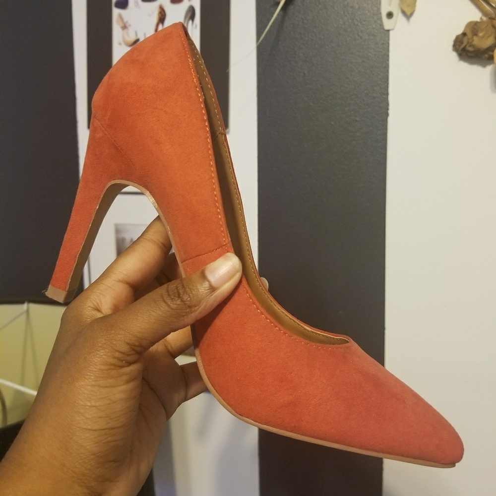 Orange Suede Pumps